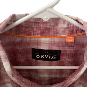 Men’s Orvis Long Sleeve Button Down Shirt Red& White Print